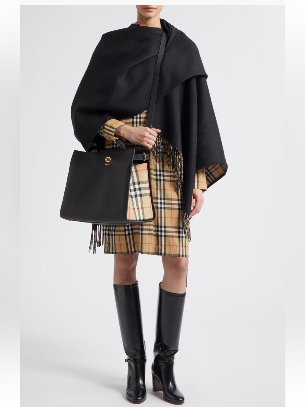 Burberry Classic Check Button Down Shirt Dress- Tan, Black, White, Red